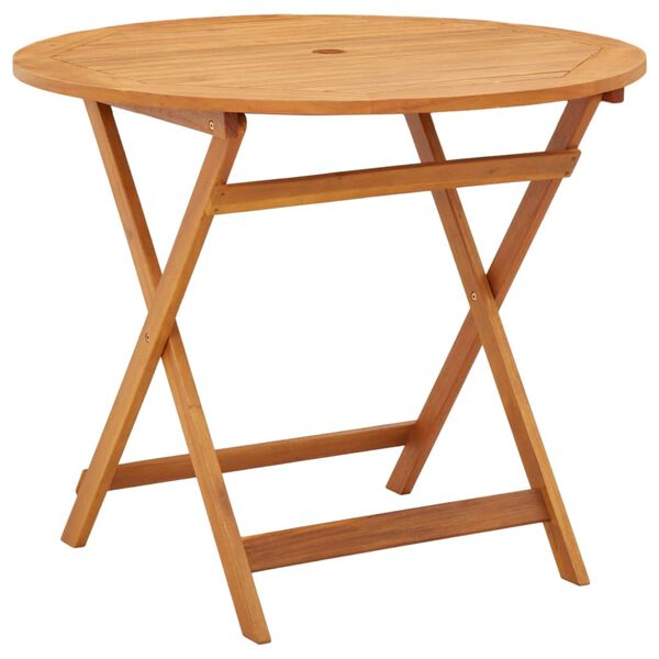 vidaXL Folding Garden Table Ø90x75 cm Solid Eucalyptus Wood