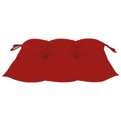 vidaXL Garden Chairs 2 pcs with Red Cushions Solid Teak Wood