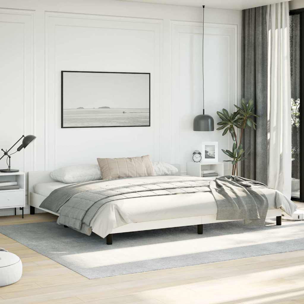 vidaXL Bed Frame without Mattress White California King Faux Leather