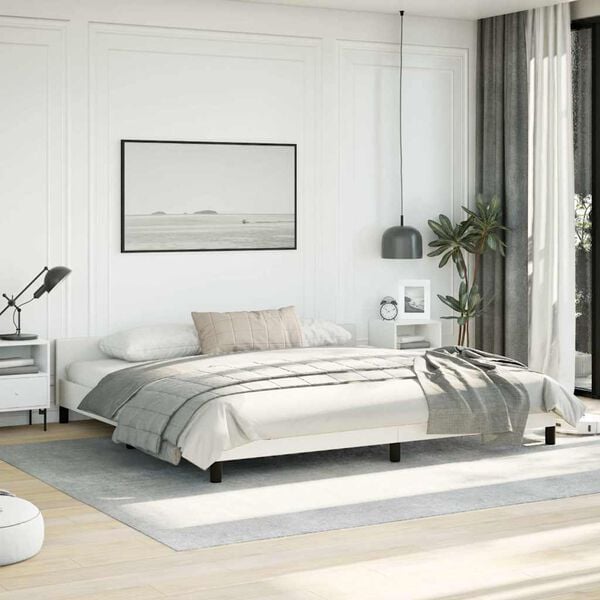vidaXL Bed Frame without Mattress White California King Faux Leather