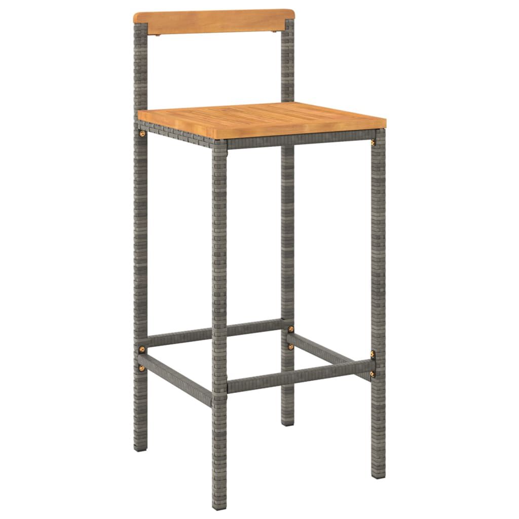 vidaXL 5 Piece Garden Bar Set Grey Poly Rattan& Solid Wood Acacia