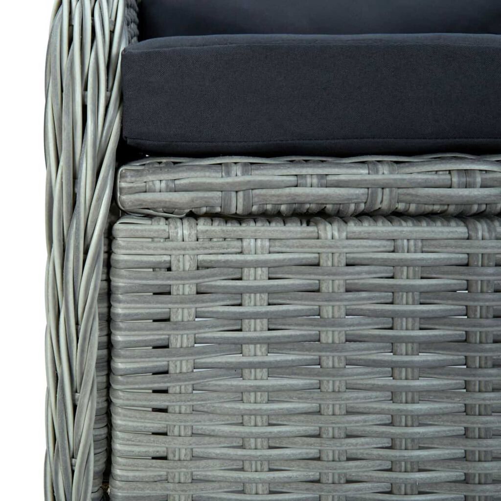 vidaXL 9 Piece Outdoor Dining Set with Cushions Poly Rattan Light Grey