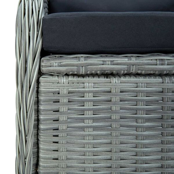 vidaXL 9 Piece Outdoor Dining Set with Cushions Poly Rattan Light Grey