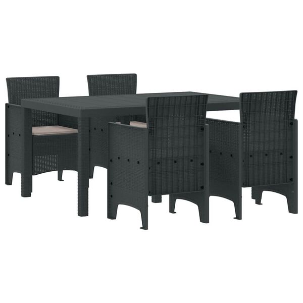 vidaXL Garden Dining Set 5 pcs Anthracite Polt rattan