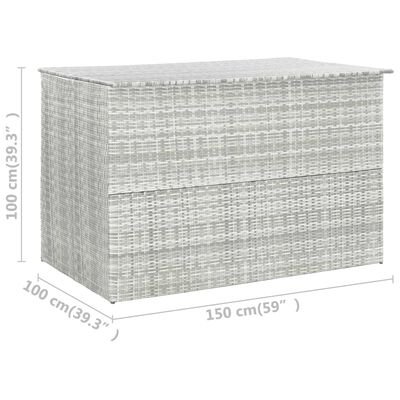 vidaXL Garden Storage Box Light Grey 150x100x100 cm Poly Rattan