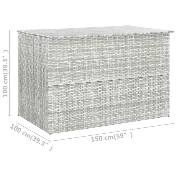 vidaXL Garden Storage Box Light Grey 150x100x100 cm Poly Rattan