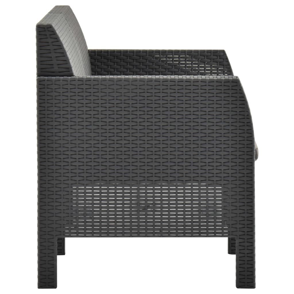 vidaXL 2 Piece Garden Lounge Set with Cushions PP Rattan Anthracite