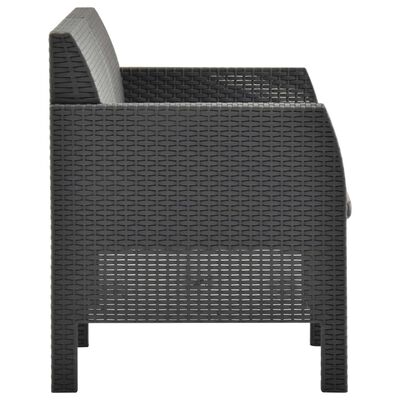 vidaXL 2 Piece Garden Lounge Set with Cushions PP Rattan Anthracite