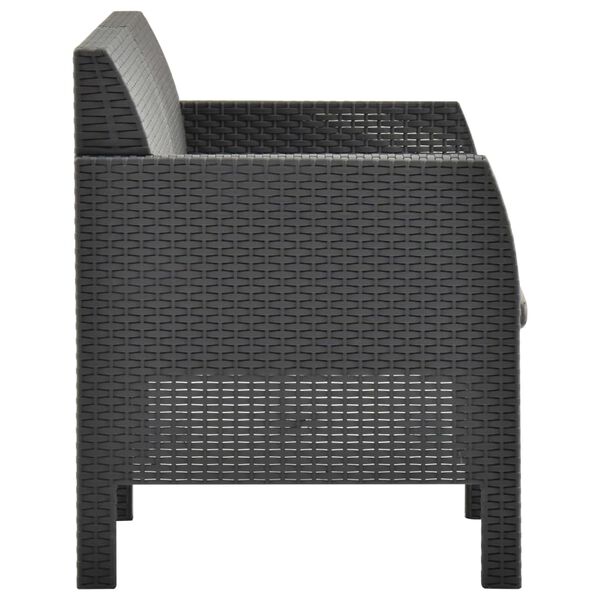 vidaXL 2 Piece Garden Lounge Set with Cushions PP Rattan Anthracite