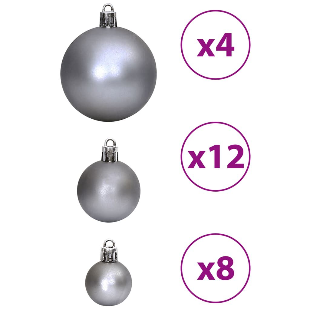 vidaXL Christmas Baubles 100 pcs Grey 3 / 4 / 6 cm