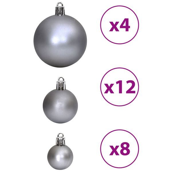 vidaXL Christmas Baubles 100 pcs Grey 3 / 4 / 6 cm