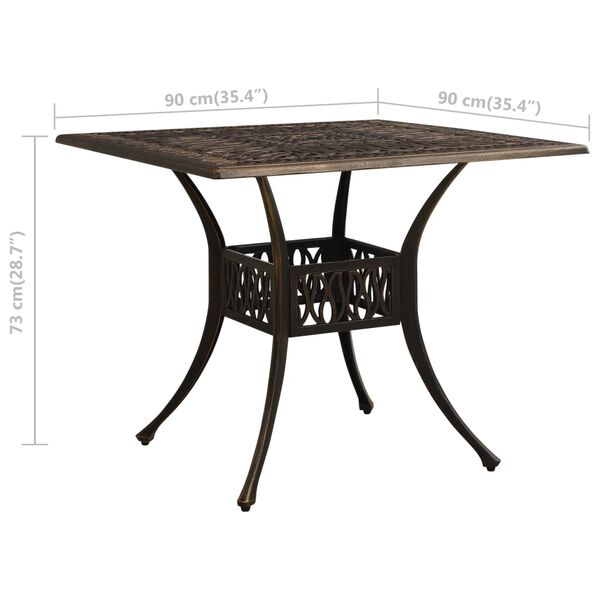 vidaXL Garden Table Bronze 90x90x73 cm Cast Aluminium