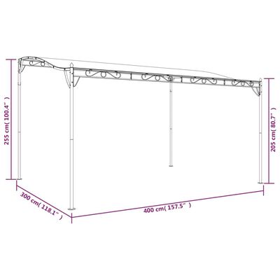 vidaXL Canopy Anthracite 4x3 m 180 g/m² Fabric and Steel
