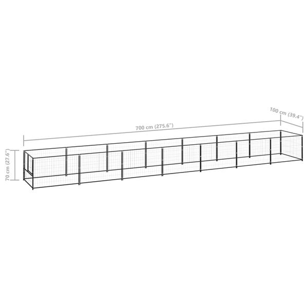 vidaXL Dog Kennel Black 7 m² Steel