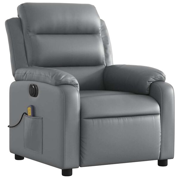 vidaXL Electric Massage Recliner Chair Grey Faux Leather