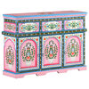 vidaXL Hand-Painted Sideboard Multicolour 110x30x76cm Solid Mango Wood