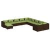 vidaXL 11 Piece Garden Lounge Set with Cushions Poly Rattan Brown