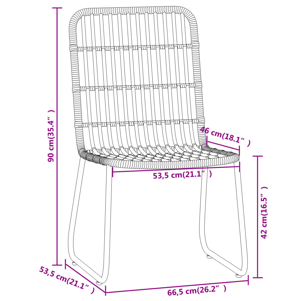 vidaXL 3 Piece Garden Dining Set Black