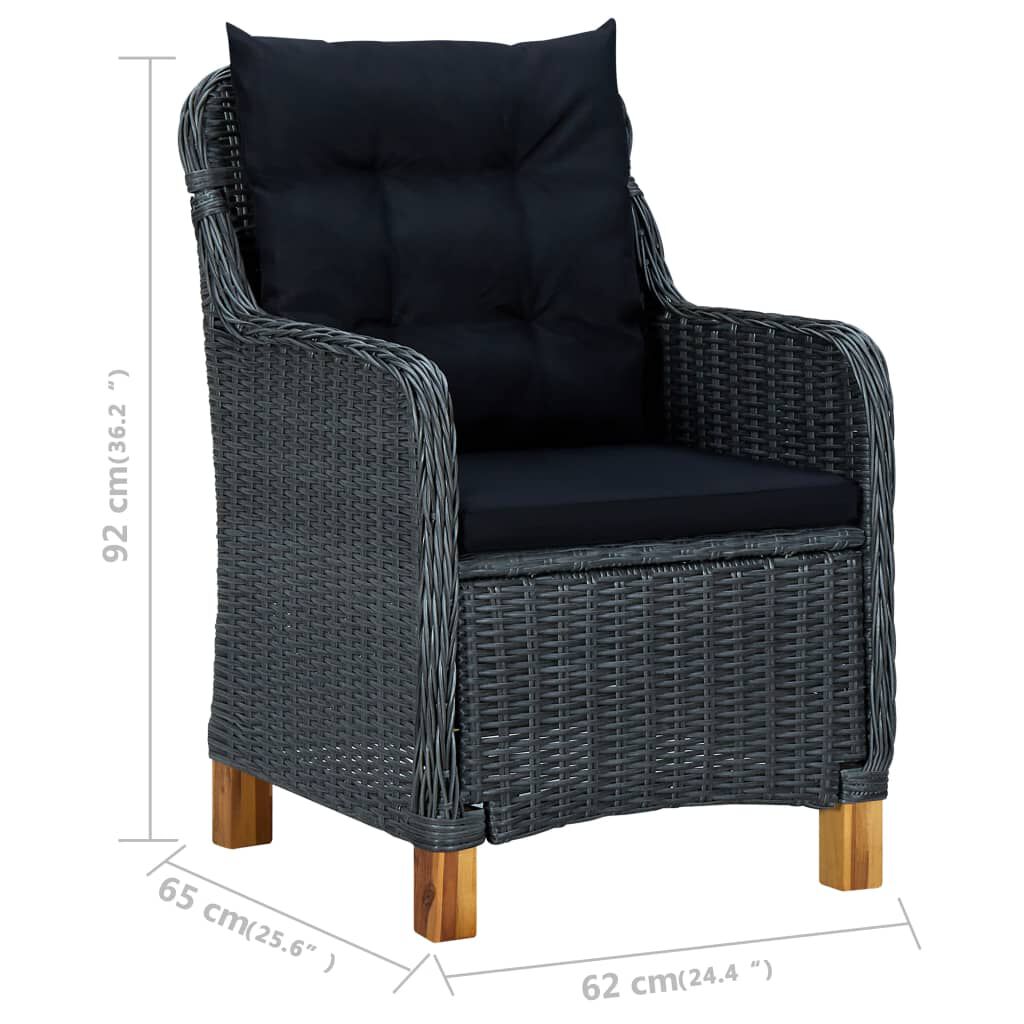 vidaXL 3 Piece Garden Dining Set Dark Grey