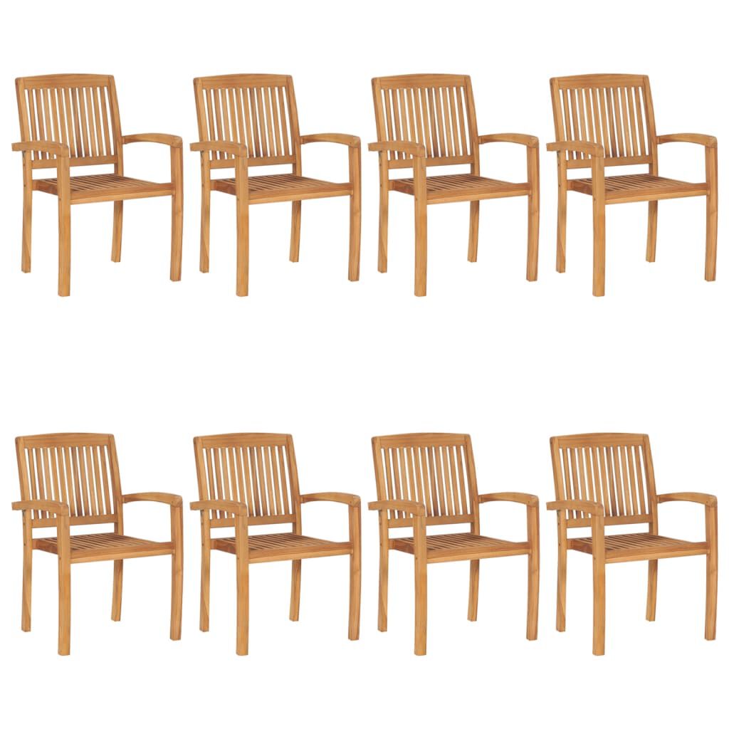 vidaXL Stacking Garden Chairs with Cushions 8 pcs Solid Teak Wood