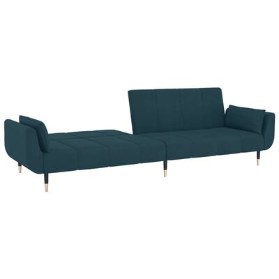 vidaXL 2-Seater Sofa Bed with Two Pillows Blue Velvet