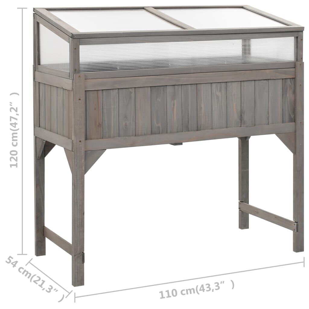 vidaXL Raised Bed with Greenhouse 110x54x120 cm Solid Fir Wood