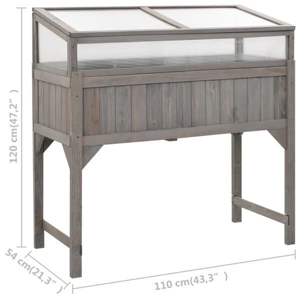vidaXL Raised Bed with Greenhouse 110x54x120 cm Solid Fir Wood