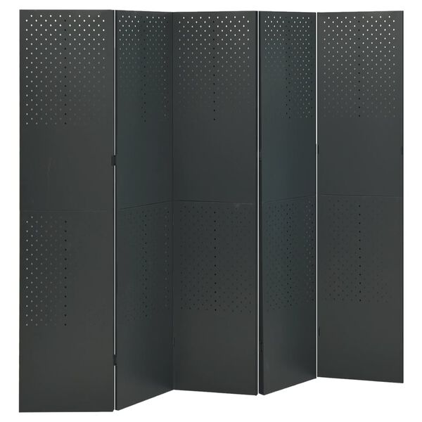 vidaXL 5-Panel Room Divider Anthracite 200x180 cm Steel