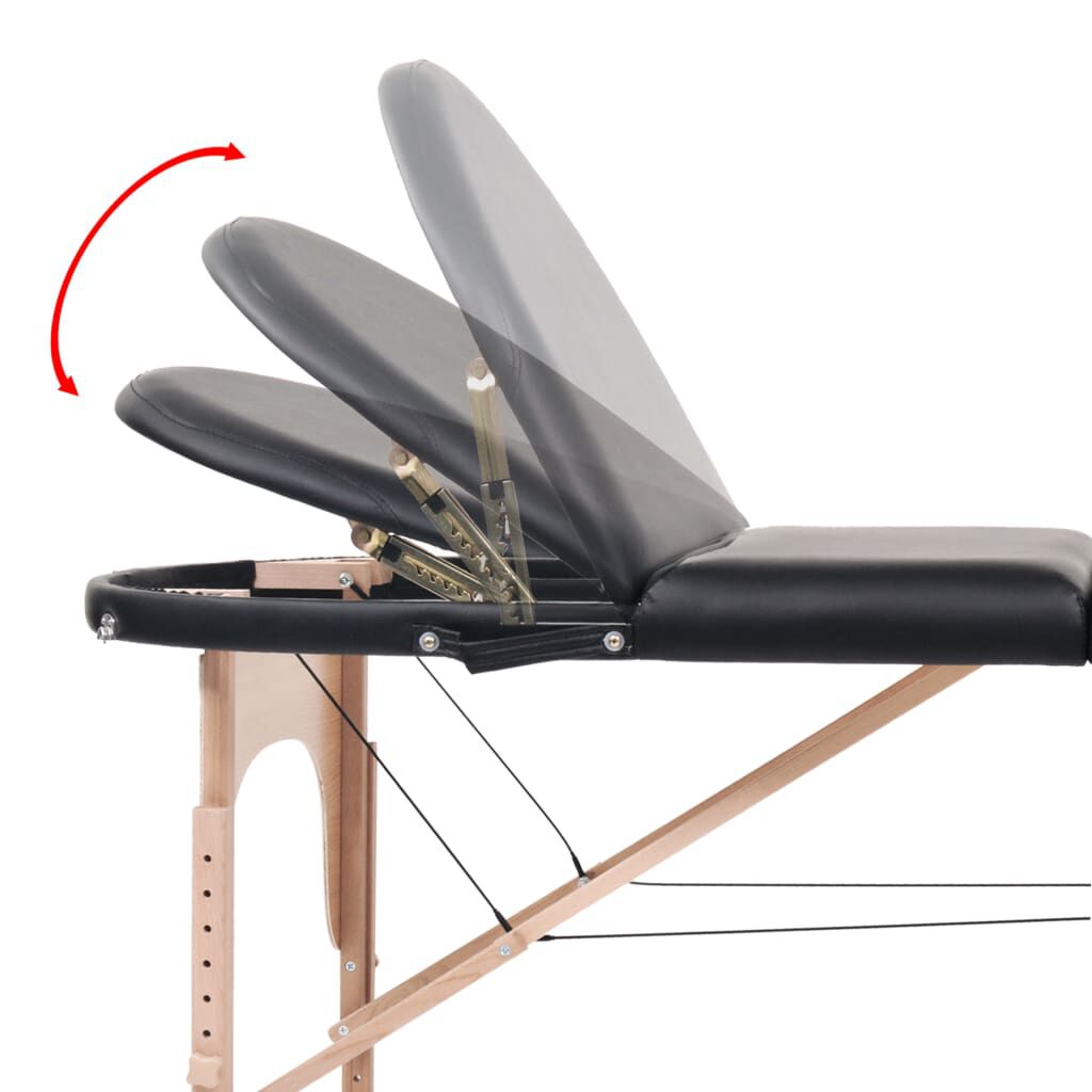 vidaXL Folding Massage Table 4 cm Thick with 2 Bolsters Oval Black