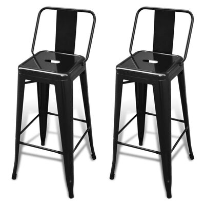 vidaXL Bar Stools 2 pcs Black Steel