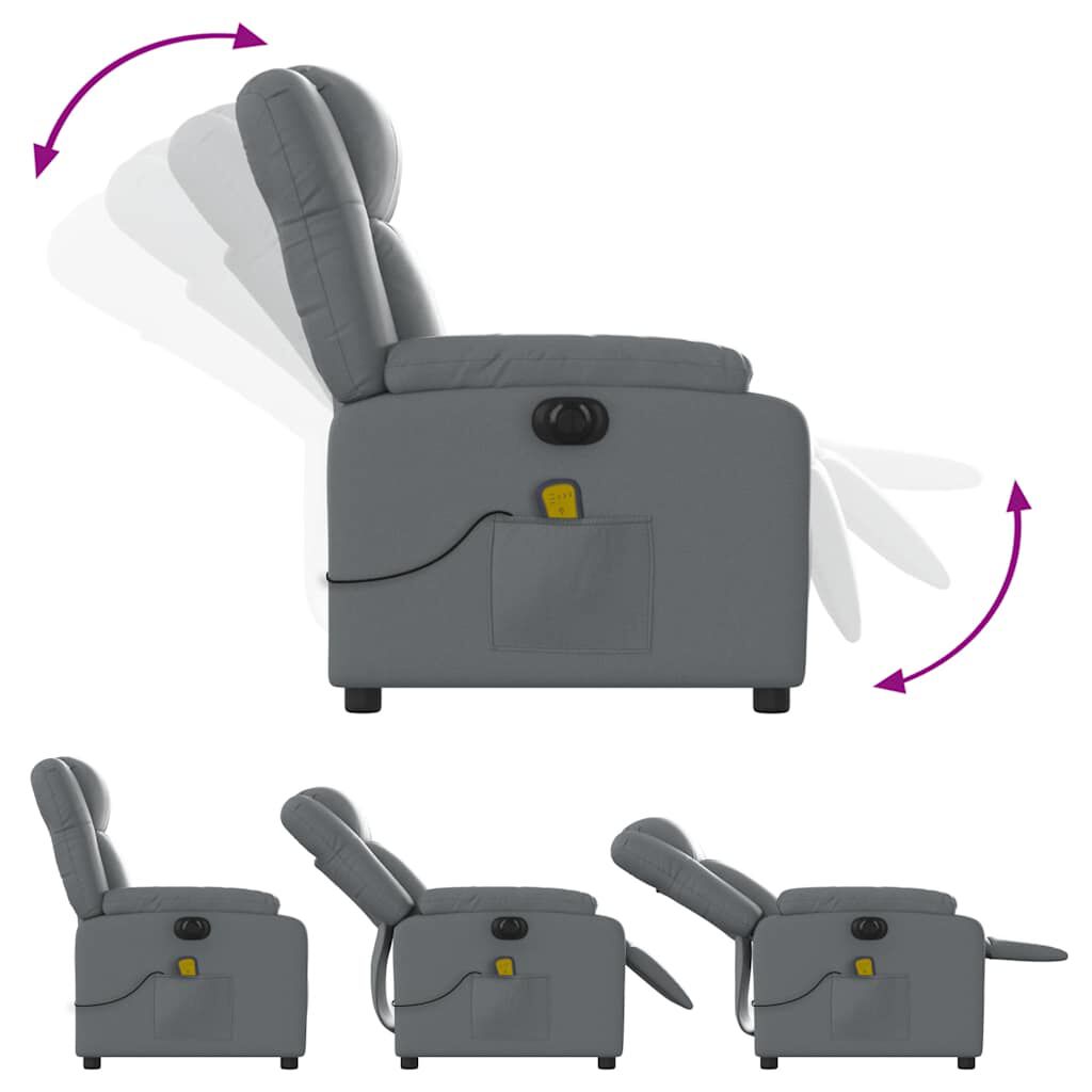 vidaXL Electric Massage Recliner Chair Grey Faux Leather