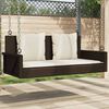 vidaXL Swing Bench with Cushions Brown 119x56x48 cm Poly Rattan