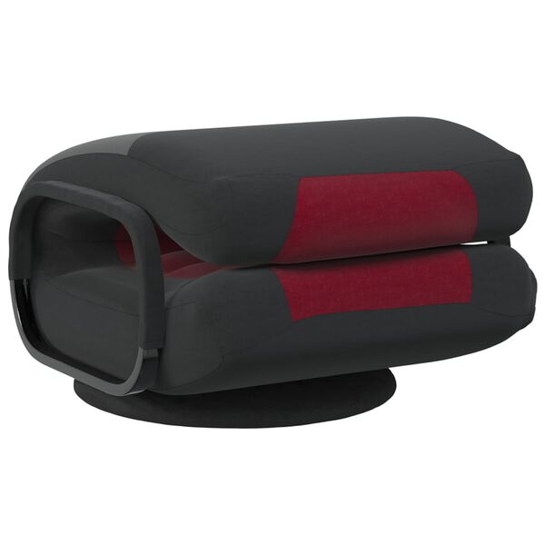 vidaXL Swivel Floor Chair Black and Wine Red Fabric