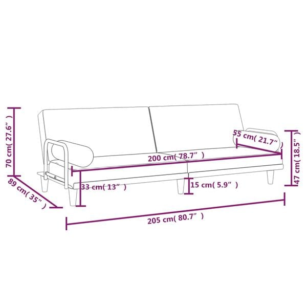 vidaXL Sofa Bed with Armrests Light Grey Fabric