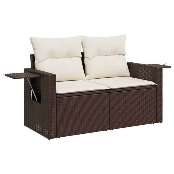 vidaXL 7 Piece Garden Sofa Set with Cushions Brown Poly Rattan