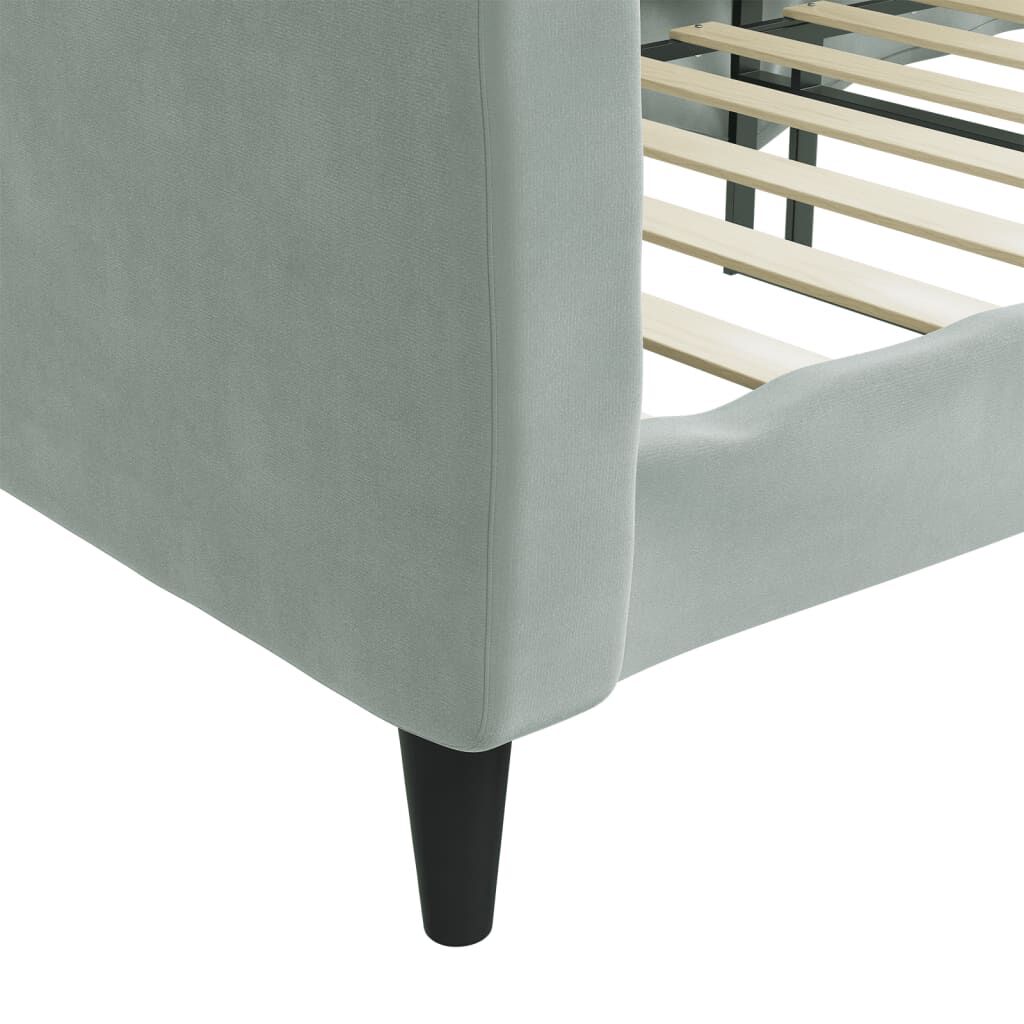 vidaXL Day Bed without Mattress Light Grey 100x190 cm Velvet