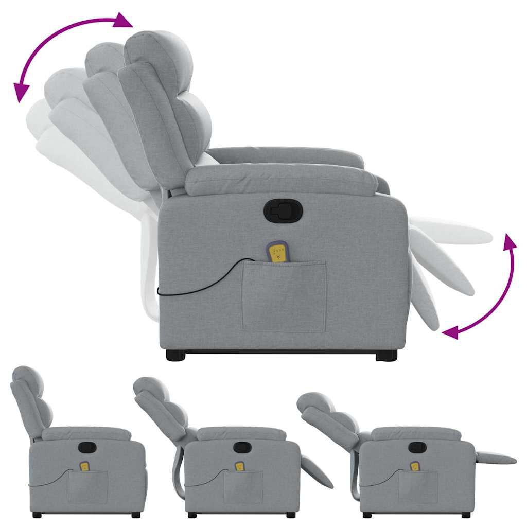 vidaXL Stand up Massage Recliner Chair Light Grey Fabric