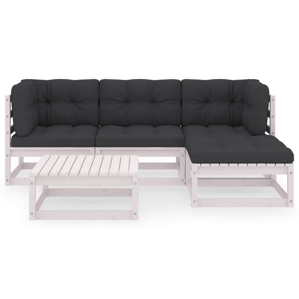 vidaXL 5 Piece Garden Lounge Set with Cushions Solid Pinewood