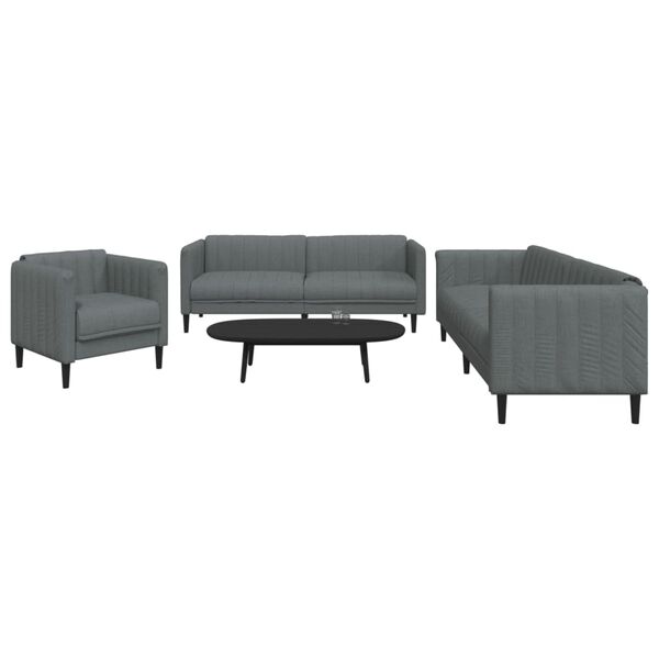 vidaXL 3 Piece Sofa Set Dark Grey Fabric