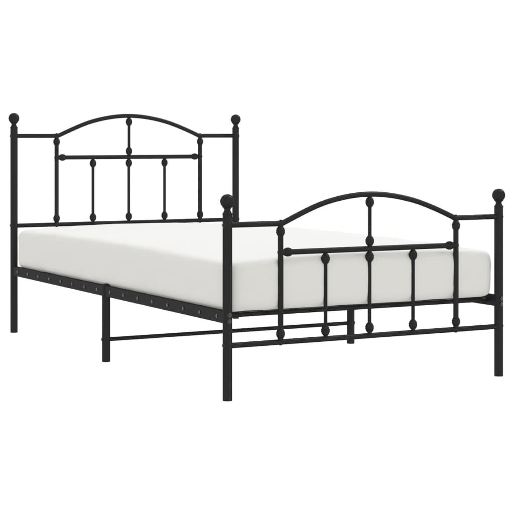 vidaXL Metal Bed Frame without Mattress with Footboard Black 100x200cm