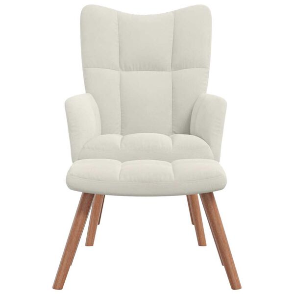 vidaXL Relaxing Chair with a Stool Cream White Velvet