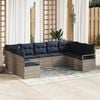 vidaXL Sofa Set with Cushion 9 pcs Grey Poly Rattan