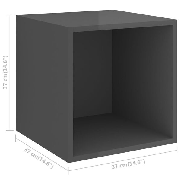 vidaXL 2 Piece TV Cabinet Set High Gloss Grey Engineered Wood