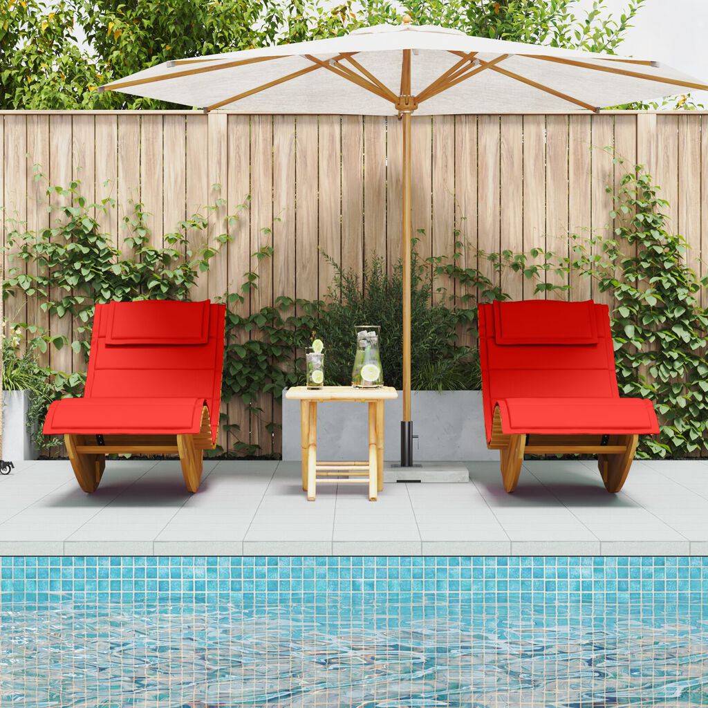 vidaXL Rocking Sun Loungers with Cushions 2 pcs Solid Wood Acacia