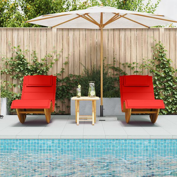 vidaXL Rocking Sun Loungers with Cushions 2 pcs Solid Wood Acacia