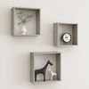 vidaXL Wall Cube Shelves 3 pcs Concrete Grey