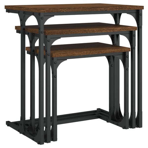 vidaXL Nesting Coffee Tables 3 pcs Brown Oak Engineered Wood