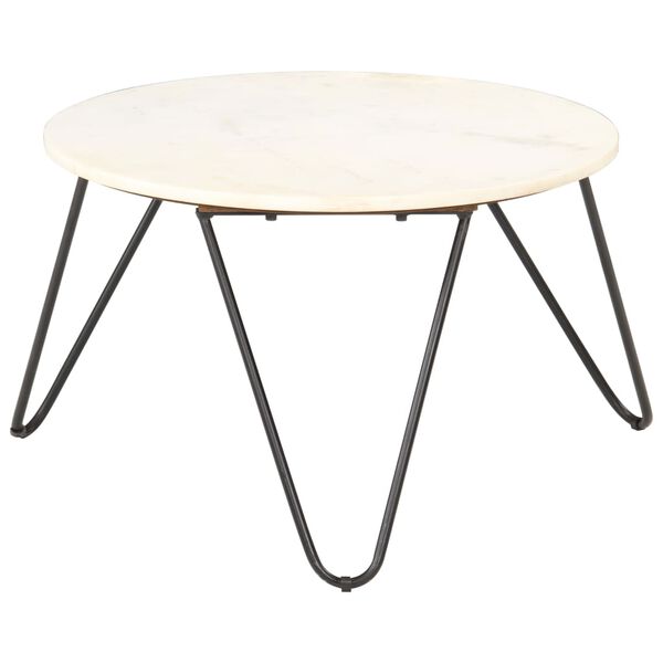 vidaXL Coffee Table White 65x65x42 cm Real Stone with Marble Texture