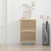 vidaXL Shoe Cabinet White 52x25x80 cm Engineered Wood&Natural Rattan
