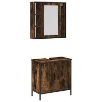 vidaXL 2 Piece Bathroom Furniture Set Smoked Oak Engineered Wood